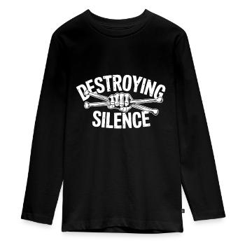 Drumsticks in Knochenhänden Schlagzeugermotiv - Teenager Premium Bio Langarmshirt - Schwarz - Vorne - AI Model Kid Female (0cm)