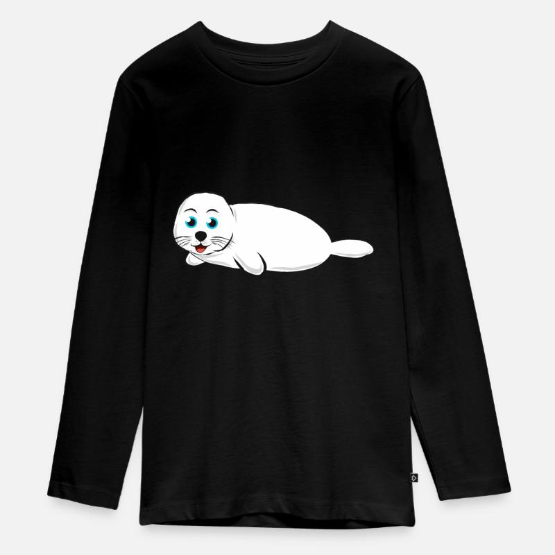 Phoque - blanc - T-shirt manches longues Premium Ado - noir