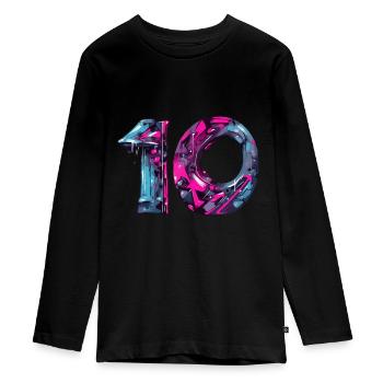 NR. 10 NUMMER 10 COOL 10. GEBURTSTAG - Teenager Premium Bio Langarmshirt - Schwarz - Vorne - AI Model Kid Female (0cm)