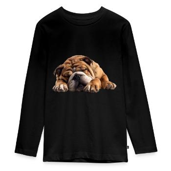 Bulldog - Teenager Premium Organic Long Sleeve Shirt - black - Front - AI Model Kid Female (0cm)
