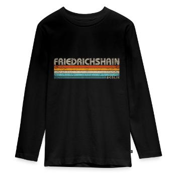 Friedrichshain Berlin capitale Kiez Retro - T-shirt manches longues Premium Ado - noir - Devant - AI Model Kid Female (0cm)