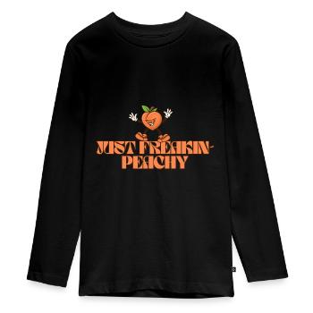 juste pêche - peach fruit dicton - T-shirt manches longues Premium Ado - noir - Devant - AI Model Kid Female (0cm)