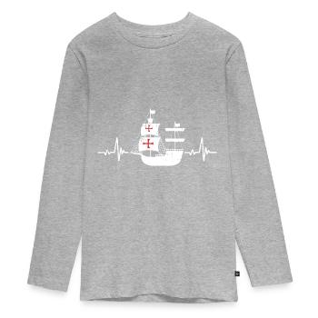 Christopher Columbus - Teenager Premium Bio Langarmshirt - Grau meliert - Vorne