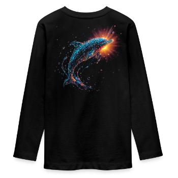 Delfin - Teenager Premium Bio Langarmshirt - Schwarz - Hinten - AI Model Kid Female (0cm)
