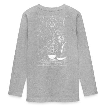 Magic Alchemist Motif of White Lines - Teenager Premium Organic Long Sleeve Shirt - heather grey - Back