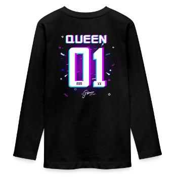 Gamer - King - Queen Gift Present Idea - Teenager Premium Organic Long Sleeve Shirt - black - Back - AI Model Kid Female (0cm)