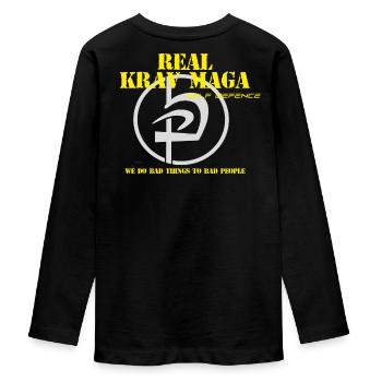 bad things Krav Maga - Teenager Premium Bio Langarmshirt - Schwarz - Hinten - AI Model Kid Female (0cm)