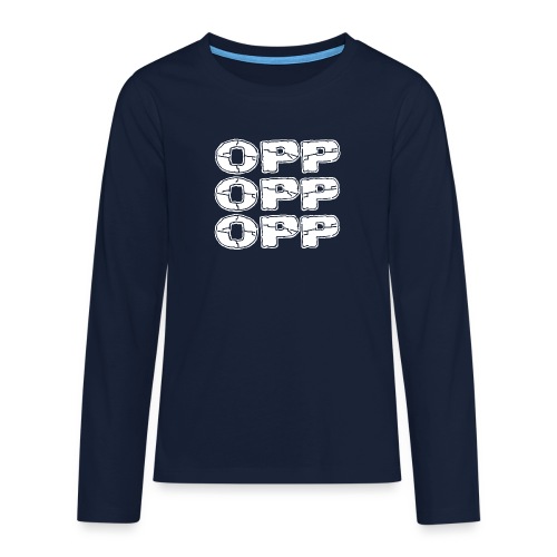 OPP Logo White - Teinien premium pitkähihainen t-paita