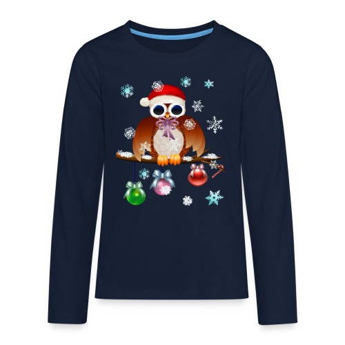Merry Christmas Owl - Teenagers' Premium Longsleeve Shirt