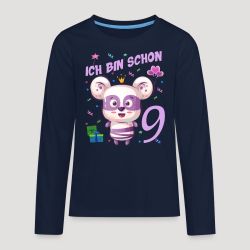 Kinder Geburstag 9 Jahre - Panda Geburtstagsshirt - Teenager Premium Langarmshirt