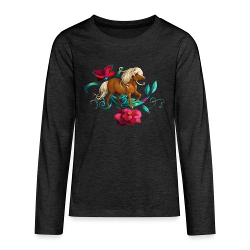Camellia pony - Teenager premium T-shirt med lange ærmer