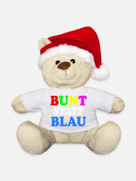 Bunt statt blau - Weihnachtsteddy - Weiß