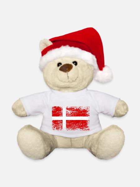Dänische Flagge im Vintage-Stil - Weihnachtsteddy - Weiß