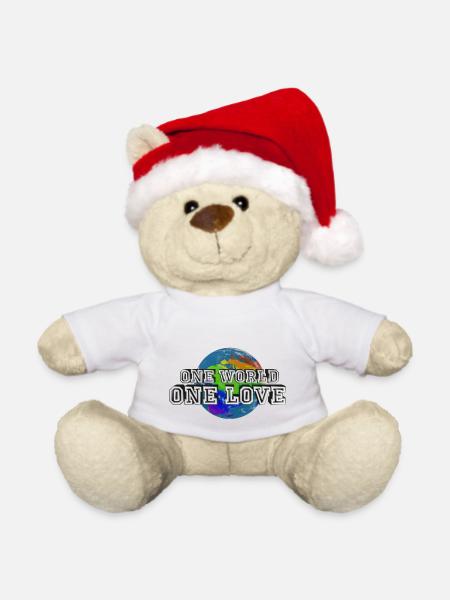 One World - One Love - Weihnachtsteddy - Weiß