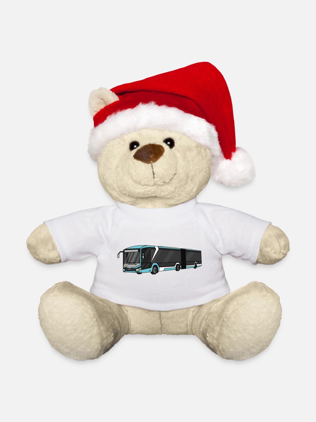 Bus, Schulbus, Busfahrer - Weihnachtsteddy - Weiß - Vorne
