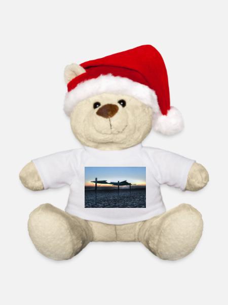 Leerer Strand - Weihnachtsteddy - Weiß