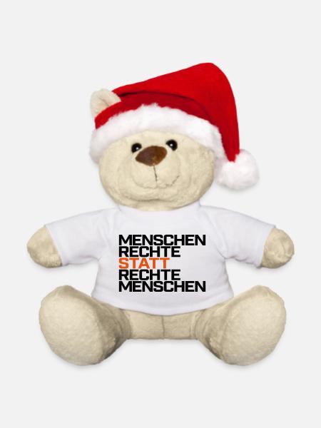 Menschen Rechte statt rechte Menschen - Weihnachtsteddy - Weiß