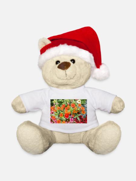 Blühender Garten – Farbenfrohe Stimmung - Weihnachtsteddy - Weiß