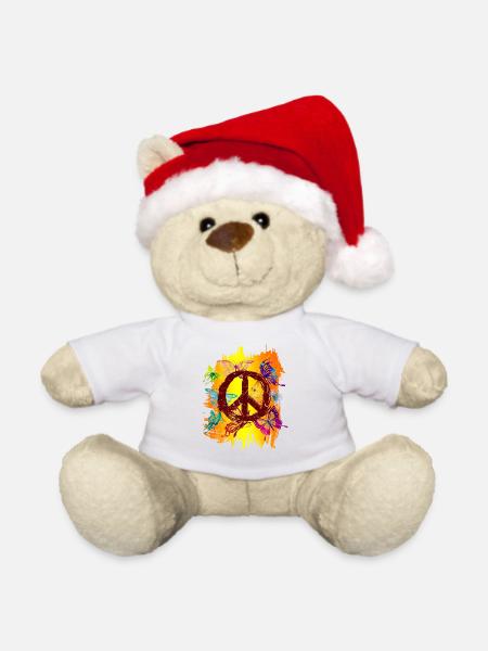 Hippie Schmetterlinge Hippies Flower Power 60s - Weihnachtsteddy - Weiß - Vorne