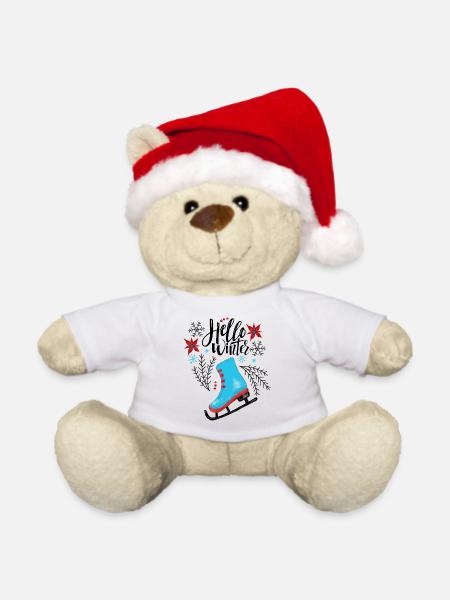Schlittschuh Lettering - Weihnachtsteddy - Weiß - Vorne