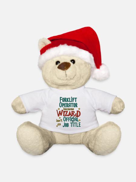 Forklift Operator Wizard - Weihnachtsteddy - Weiß - Vorne
