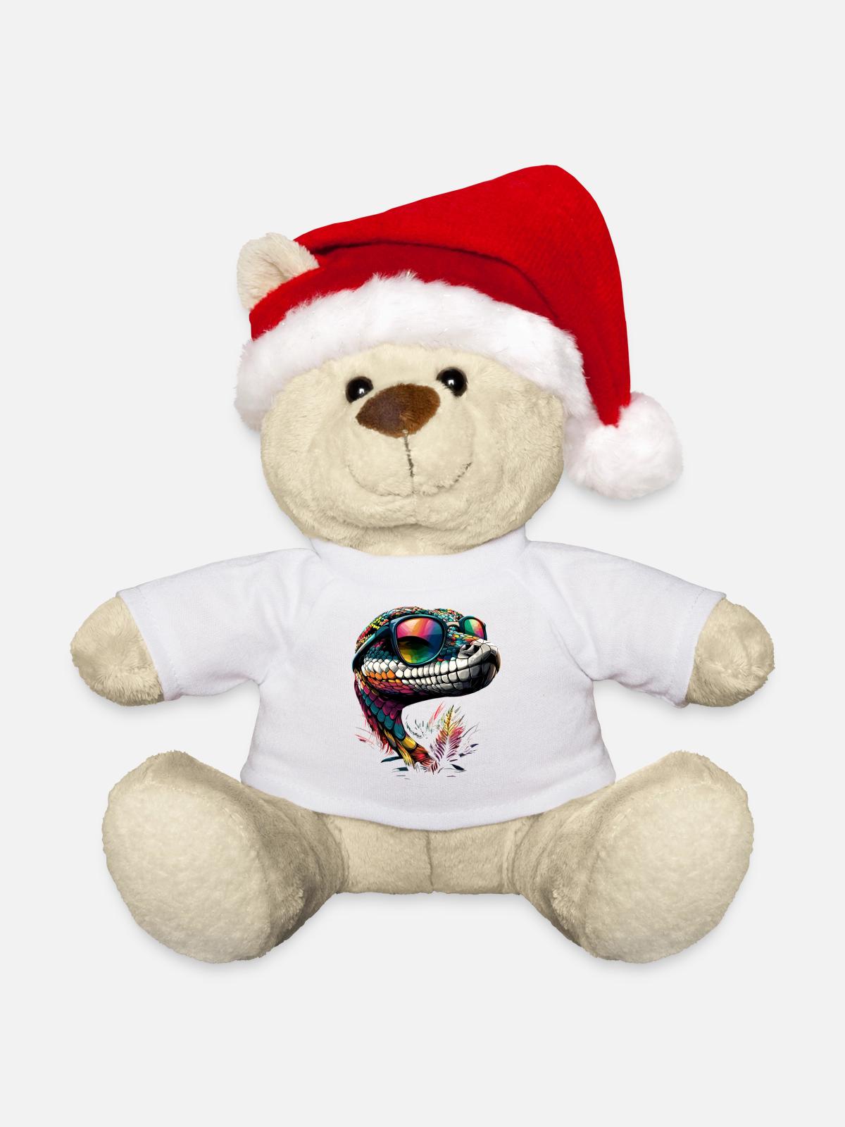 Schlange Python Kobra Klapperschlange Schlangen - Weihnachtsteddy - Weiß - Vorne