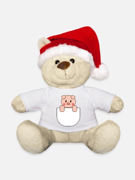 Süßes Tasche Schweinchen Geschenkidee - Weihnachtsteddy - Weiß