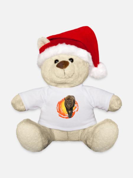 Lion, Löwe, Sonnenuntergang, Afrika, Wildnis - Weihnachtsteddy - Weiß - Vorne