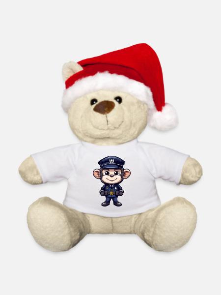 Polizei Äffchen - Weihnachtsteddy - Weiß