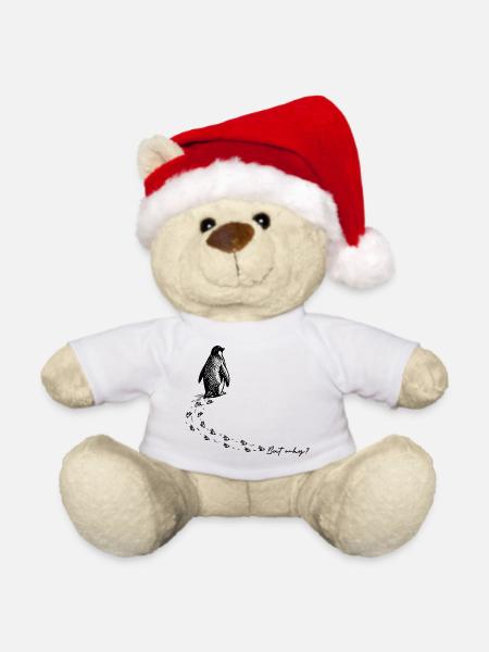But why? Pinguin Meme Fußspuren Doodle Gekritzel - Weihnachtsteddy - Weiß