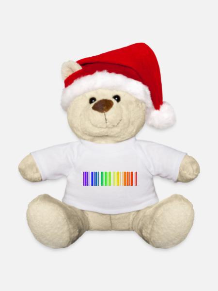 Regenbogen Strichcode, LGBT - Weihnachtsteddy - Weiß - Vorne