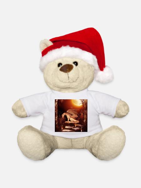 Wundervoller Drache nachts - Weihnachtsteddy - Weiß
