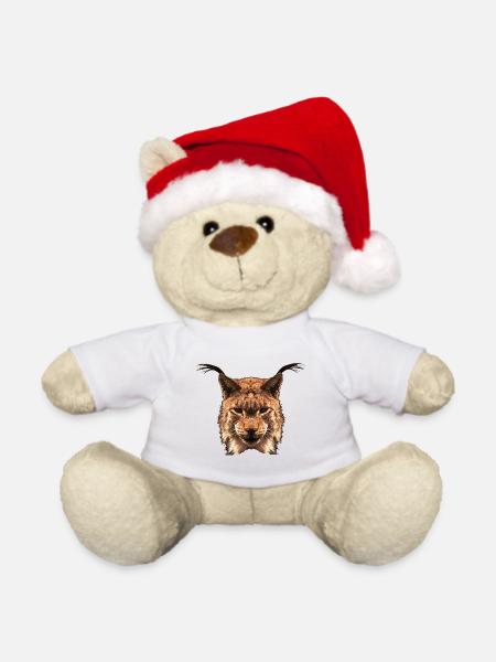 deutsche Raubkatze, eurasischer Luchs Kopf - Weihnachtsteddy - Weiß