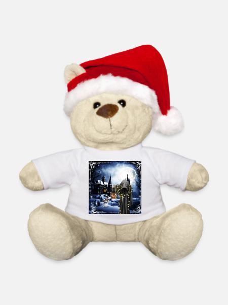 Die dunkle Weihnachtszeit - Weihnachtsteddy - Weiß