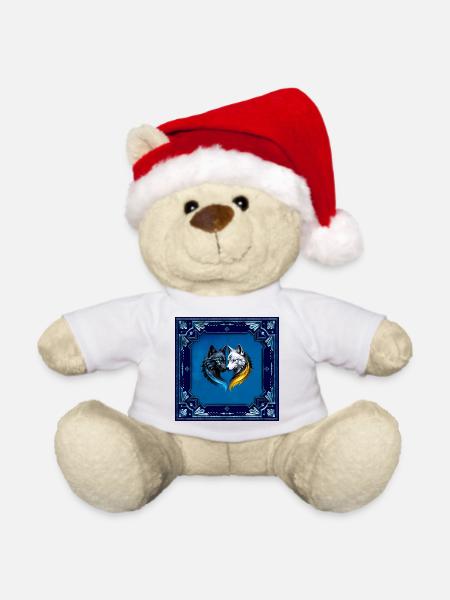 Majestätische Wolfsköpfe. - Weihnachtsteddy - Weiß