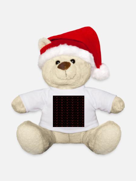 Geweih Muster rot - Weihnachtsteddy - Weiß