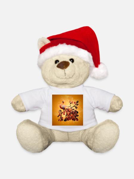 Eleganz in Federn - Weihnachtsteddy - Weiß