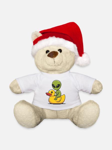 Alien auf Ducky - Weihnachtsteddy - Weiß