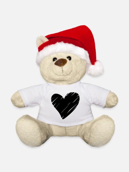 Herz Schwarz - Weihnachtsteddy - Weiß