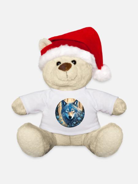 Ein mystischer Wolfskopf - Weihnachtsteddy - Weiß