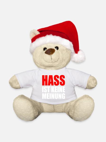 hass ist keine meinung - Weihnachtsteddy - Weiß