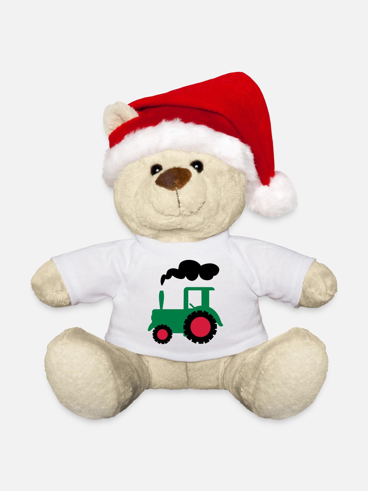 traktor trecker landwirtschaft - Weihnachtsteddy - Weiß - Vorne