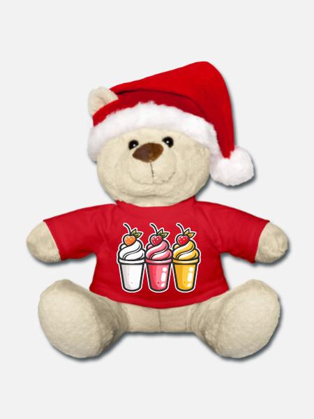 Eiscreme Becher - Weihnachtsteddy - Rot