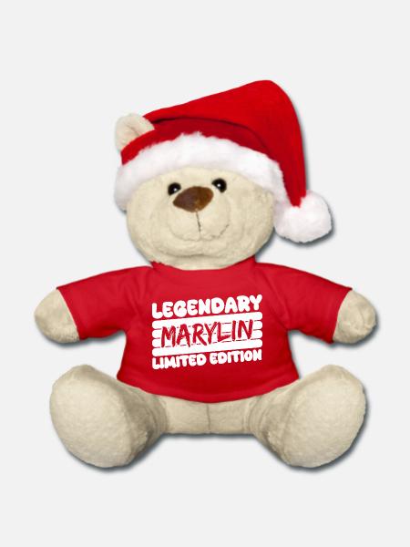 Name Marylin - Weihnachtsteddy - Rot