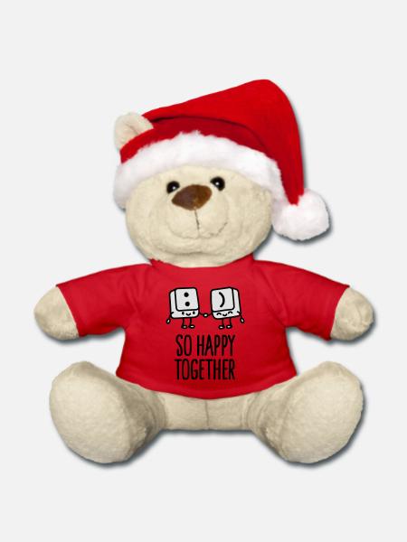 Keyboard keys smile - So happy together - Weihnachtsteddy - Rot