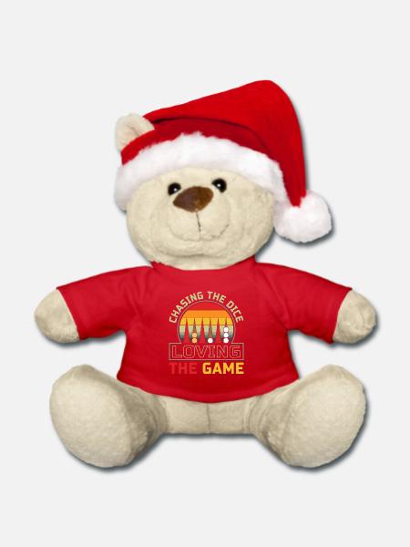 Backgammon Spiel - Weihnachtsteddy - Rot