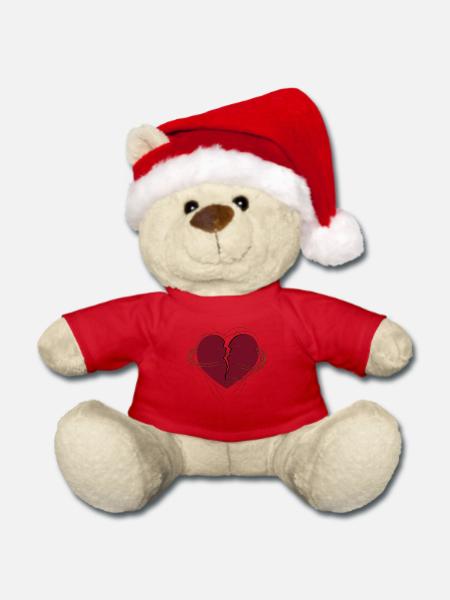 gebrochenes Herz mit Unendlichkeitszeichen - Weihnachtsteddy - Rot