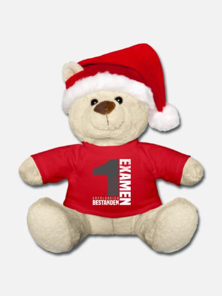 Glückwunsch 1. Examen - Weihnachtsteddy - Rot