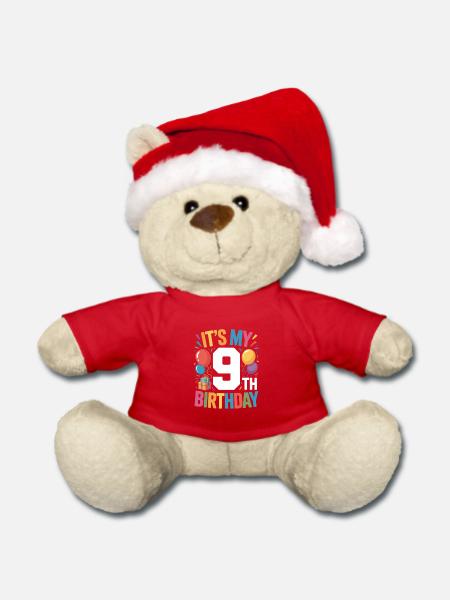 9th birthday - Weihnachtsteddy - Rot