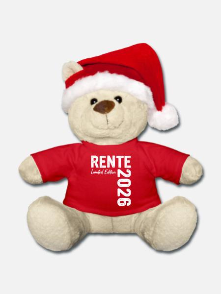 Rente 2026 Rentnergeschenke - Weihnachtsteddy - Rot